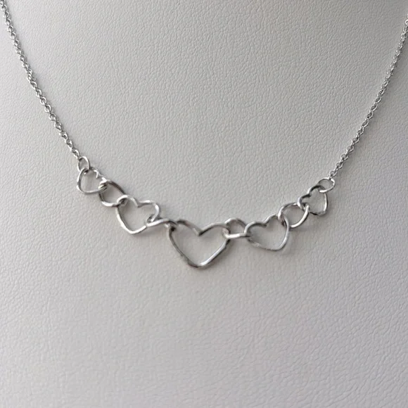 Sterling Silver Heart Link Necklace - Picture 2 of 3